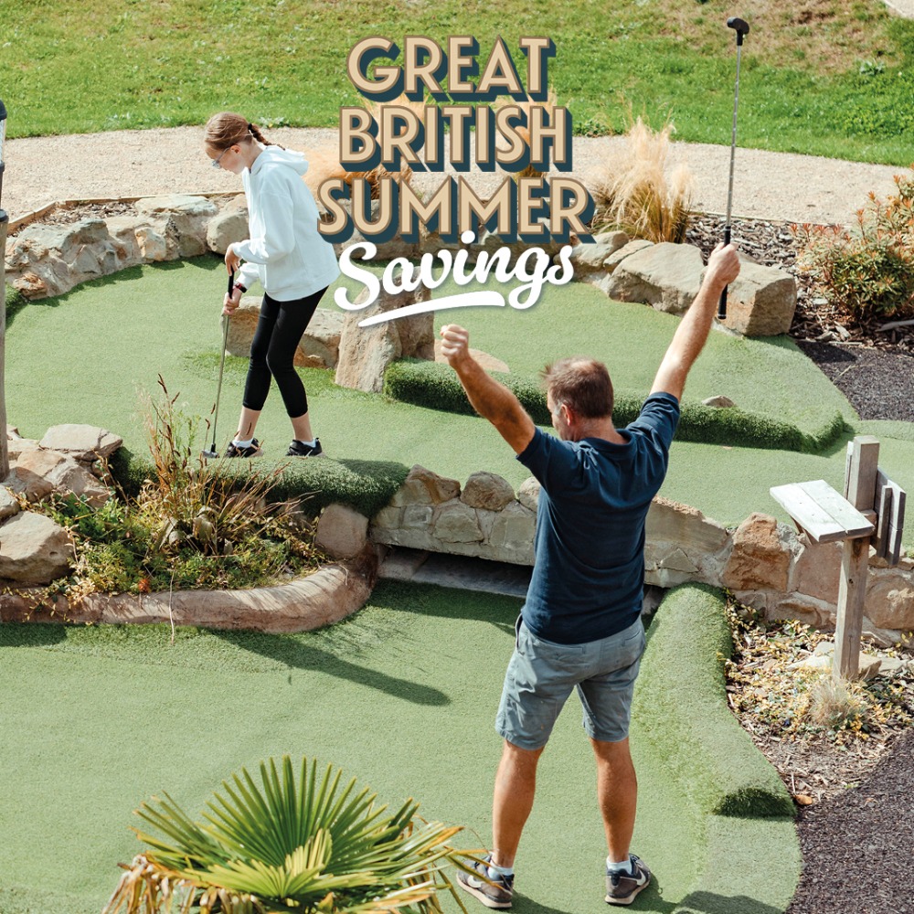 Families enjoying the Aztec Adventure Aqua Park - save this summer with Great British Summer Savings, 25 June to 1 September 2026.