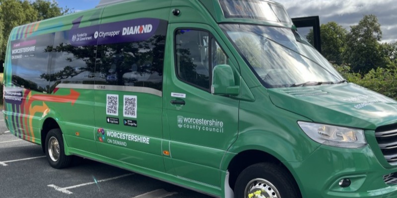 Worcestershire On Demand bus providing flexible transport to Aztec Adventure locations