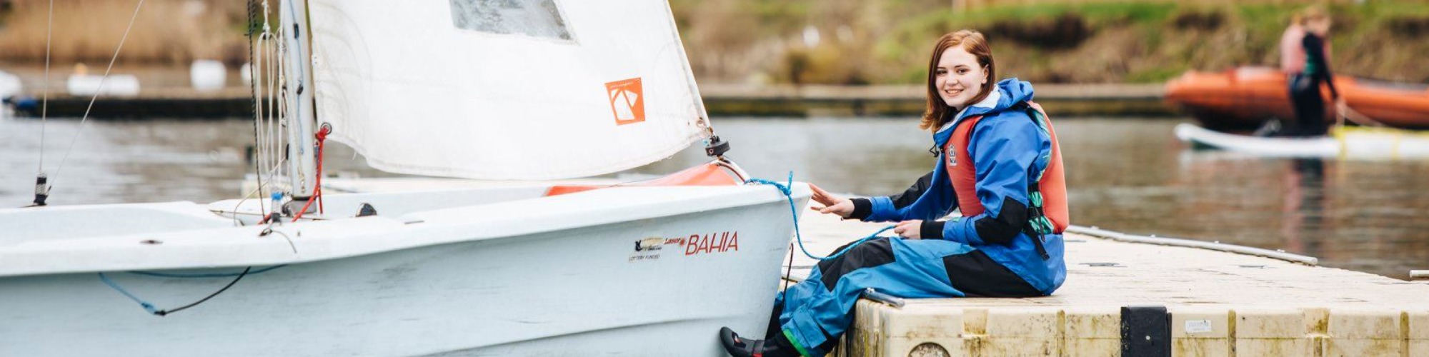 Girl on a RYA sailing course at Aztec Adventure Upton Warren