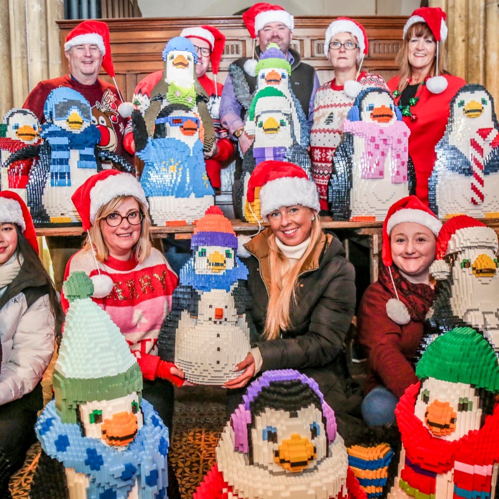 Christmas Penguin Brick Trail and giant woolly mammoth at The Valley, Evesham, family-friendly festive attraction