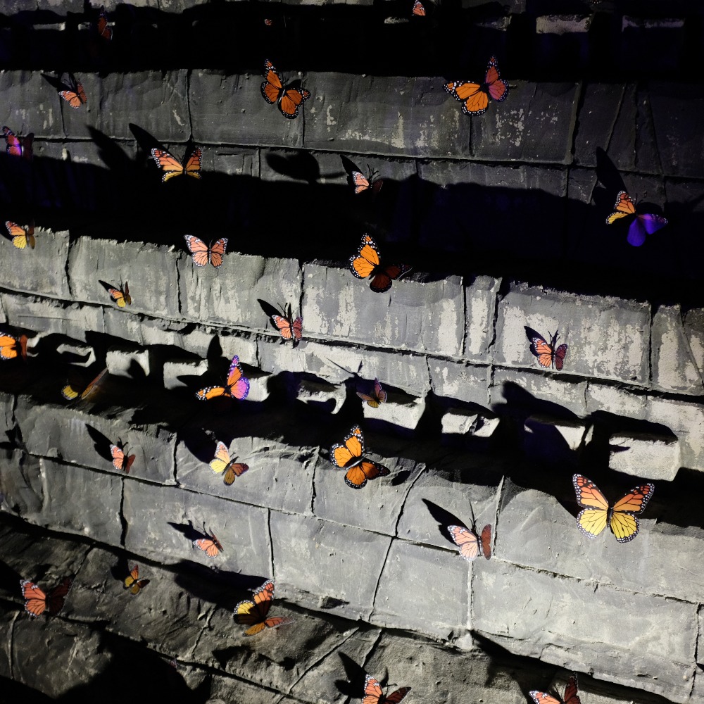 Butterflies on the temple at Aztec Adventure The Lost Valley