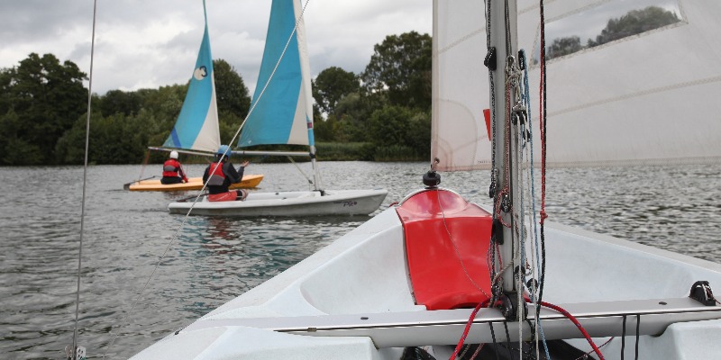 Sailing boats on the lake at Aztec Adventure Upton Warren