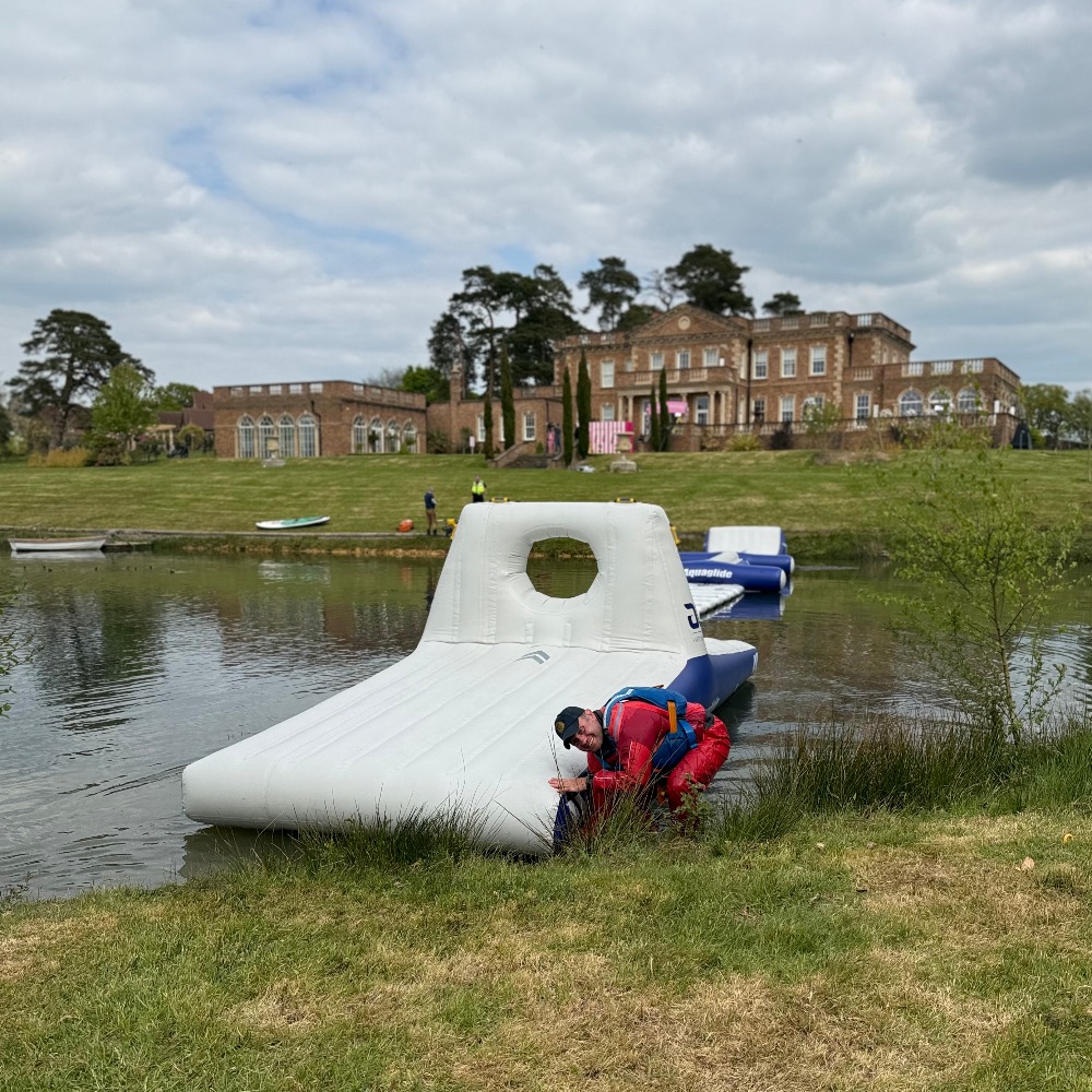 Aztec Adventure Aqua Park at Greentrees Estate, Sussex Inflatable water course at Aztec Adventure, Greentrees Estate Sussex