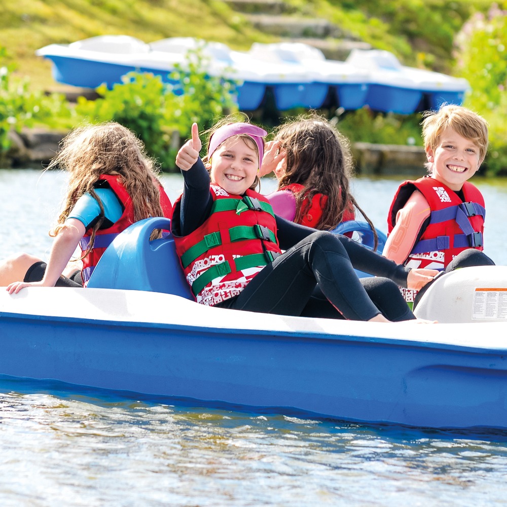 Aztec Adventure Children on Pedalo
