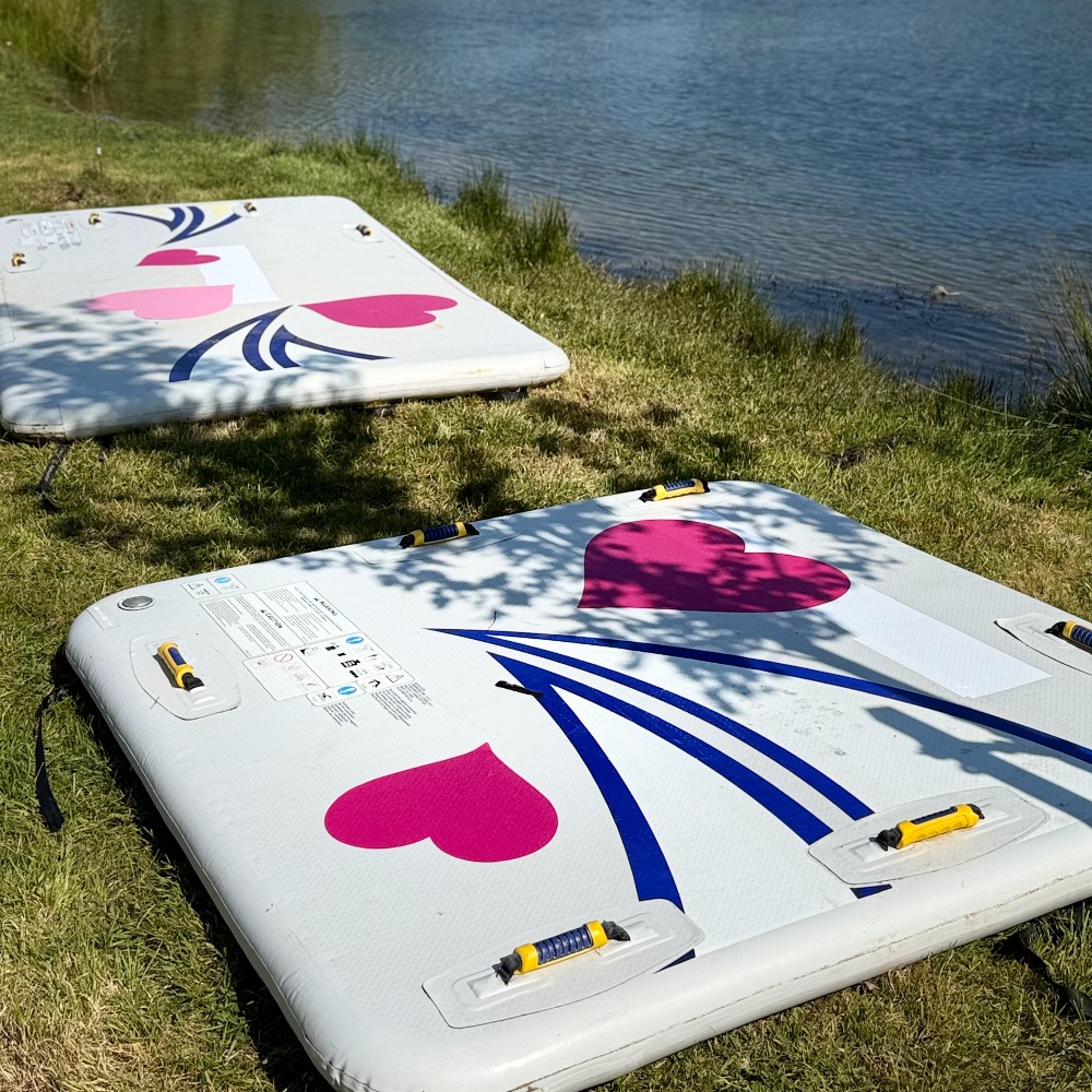 Aztec Adventure Aqua Park at Greentrees Estate, Sussex Inflatable water course at Aztec Adventure, Greentrees Estate Sussex