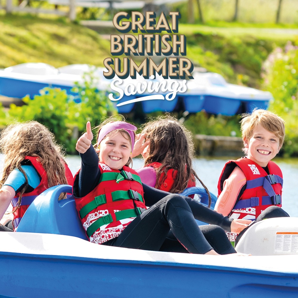 Families enjoying the Aztec Adventure Aqua Park - save this summer with Great British Summer Savings, 25 June to 1 September 2026.